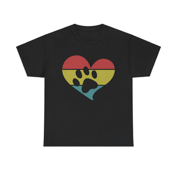 Multi colored heart with paw print Cotton Tee