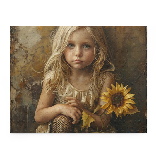 Blonde girl with sunflower Puzzle (252Piece)