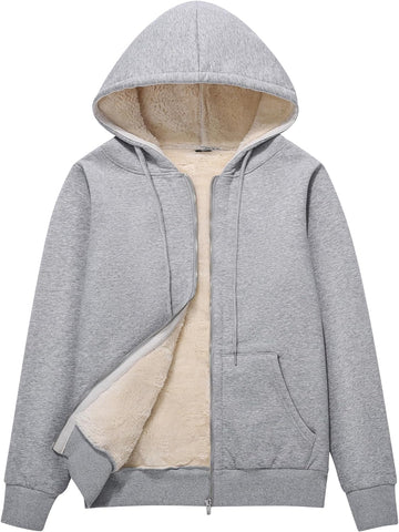 Women'S Full Zip Fleece Hoodie Warm Sherpa Lined Sweatshirt Winter Jackets with Pockets