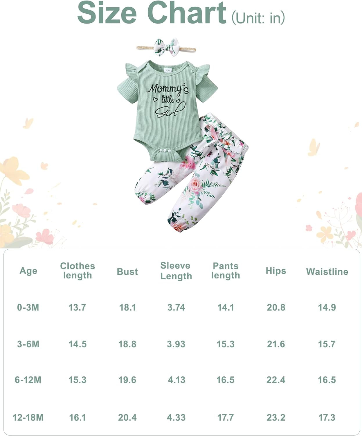 3PCS Newborn Baby Girls Clothes Infant Fall Outfit,Romper Bodysuit Long Sleeve Tops Jumpsuit