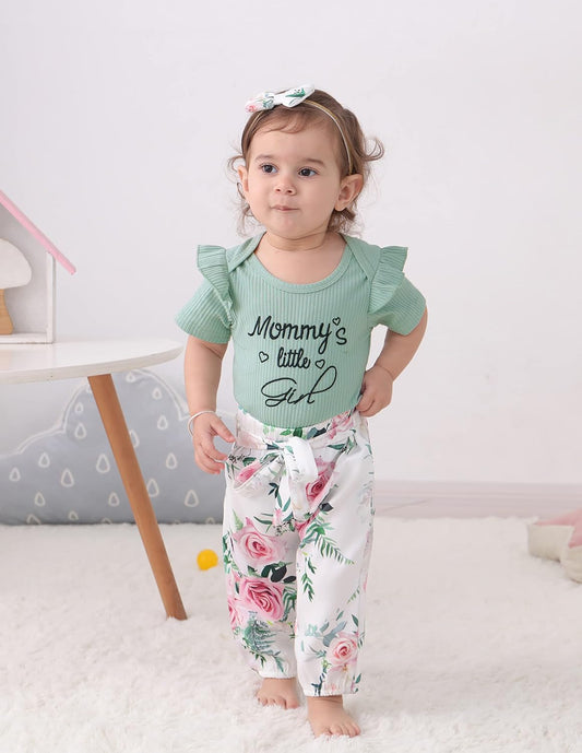 3PCS Newborn Baby Girls Clothes Infant Fall Outfit,Romper Bodysuit Long Sleeve Tops Jumpsuit