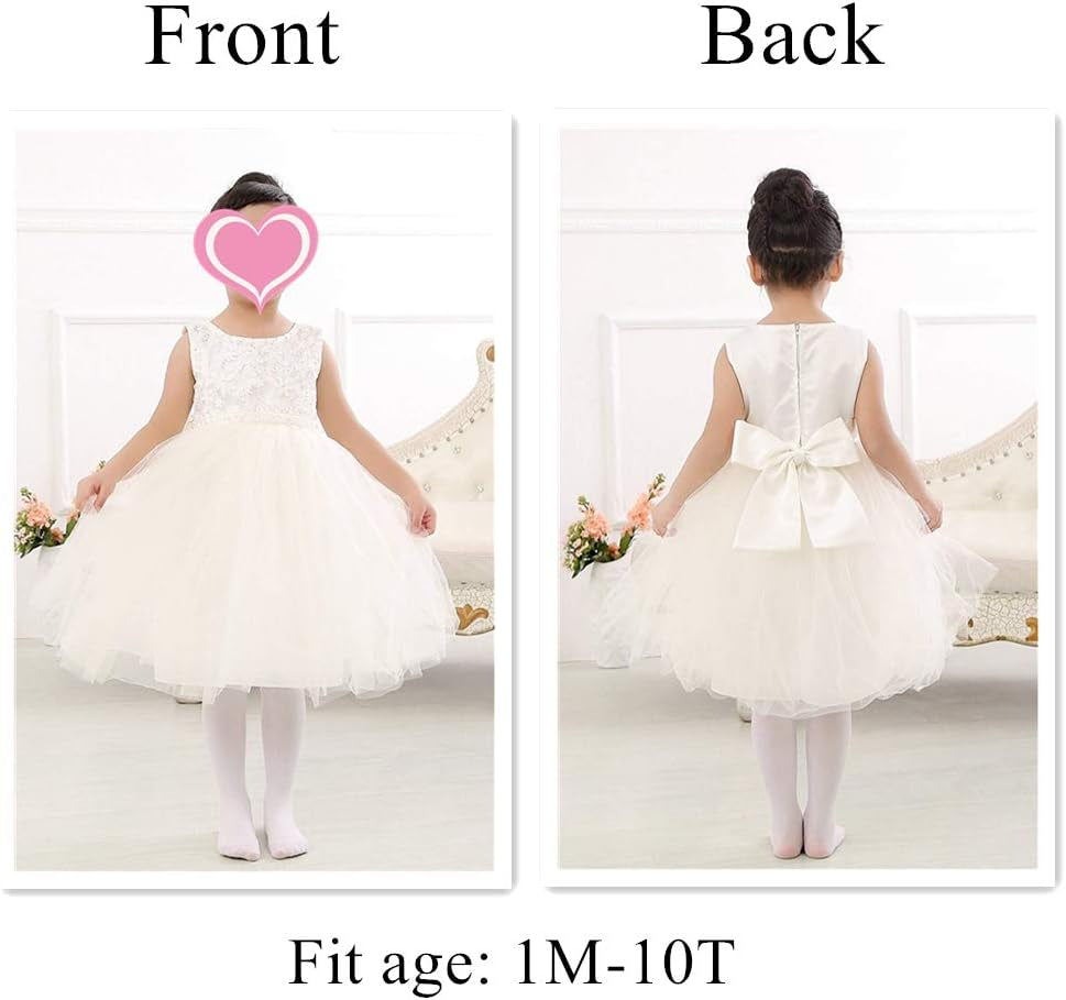 Flower Girl Dress Toddler Formal Baptism Ball Gown for 1M-10T