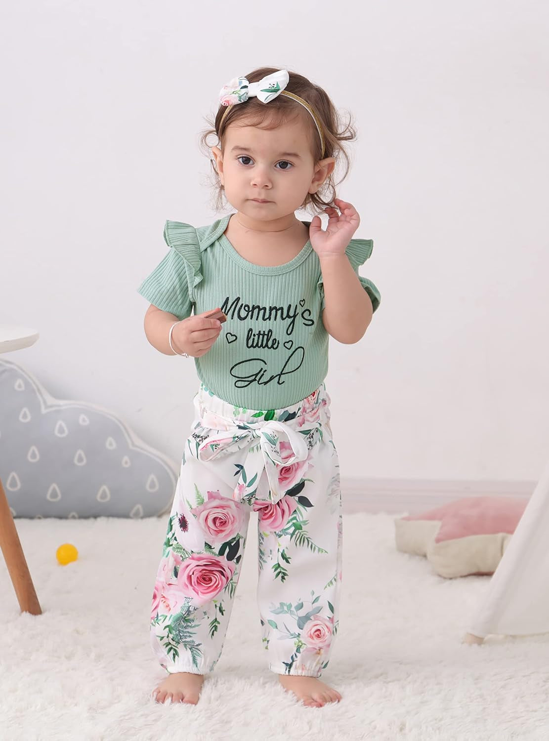 3PCS Newborn Baby Girls Clothes Infant Fall Outfit,Romper Bodysuit Long Sleeve Tops Jumpsuit